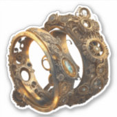 Steampunk Wedding Rings Aufkleber (Vorderseite)