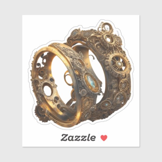 Steampunk Wedding Rings Aufkleber (Blatt)