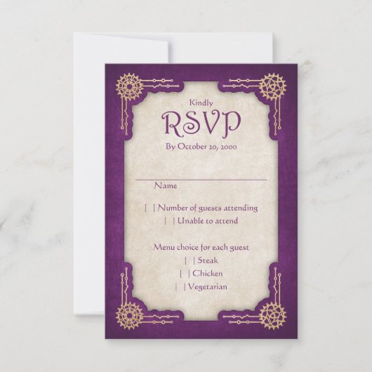 Steampunk Wedding RSVP Karte (Vorderseite)