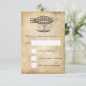Steampunk Wedding RSVP Viktorianisch Airship (Stehend Vorderseite)