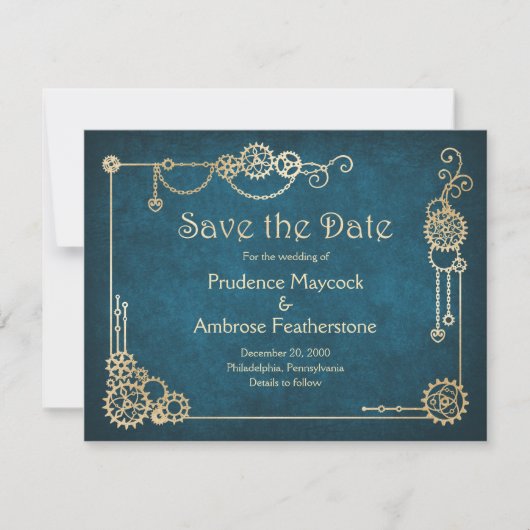 Steampunk Wedding Save The Date (Vorderseite)