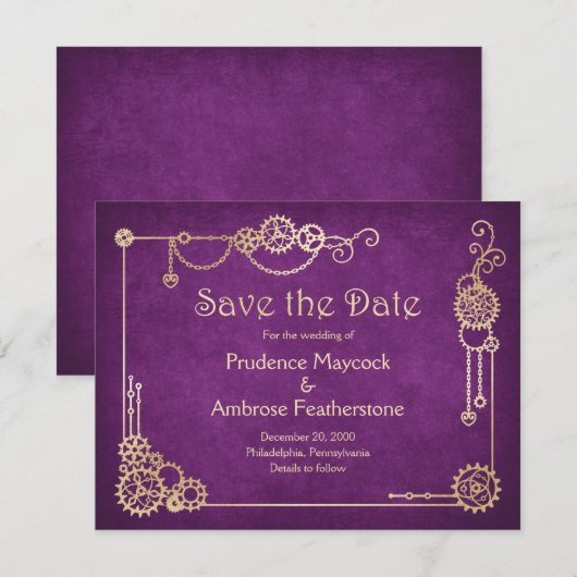 Steampunk Wedding Save The Date (Vorne/Hinten)