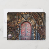 Steampunk Wedding Save the Date Feiertagskarte (Rückseite)