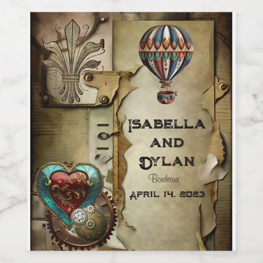 Steampunk Wedding Weinetikett (Einzelnes Label)