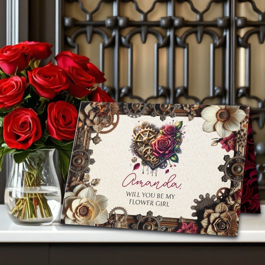 Steampunk Wedding | Wirst du mein Blumenmädchen se Karte