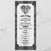 Steampunk Wedding Zeremony Heart Cogs Retro Programm (Vorderseite)