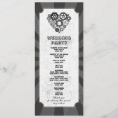 Steampunk Wedding Zeremony Heart Cogs Retro Programm (Rückseite)