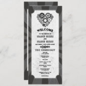 Steampunk Wedding Zeremony Heart Cogs Retro Programm (Vorne/Hinten)