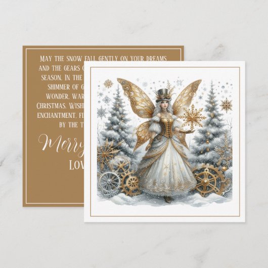 Steampunk-Weihnachten – Goldene Fee im schneebedec (Vorne/Hinten)