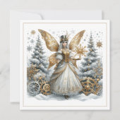 Steampunk-Weihnachten – Goldene Fee im schneebedec (Vorderseite)