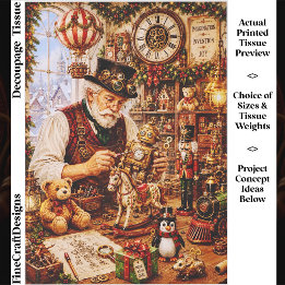 Steampunk-Weihnachts-Spielzeugwerkstatt FV4 Decoup Seidenpapier