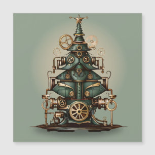 Steampunk-Weihnachtsbaum im Vintage-Retro-Stil Magnetkarte