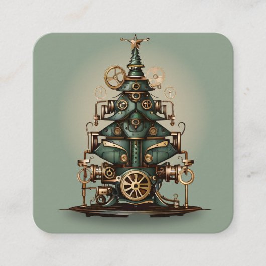 Steampunk Weihnachtsbaum Vintag Retro Style Begleitkarte (Vorderseite)