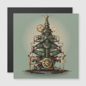 Steampunk Weihnachtsbaum Vintag Retro Style Magnetkarte (Vorne/Hinten)