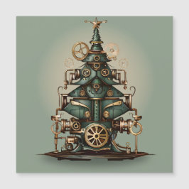 Steampunk Weihnachtsbaum Vintag Retro Style Magnetkarte