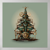 Steampunk Weihnachtsbaum Vintag Retro Style Poster (Vorne)