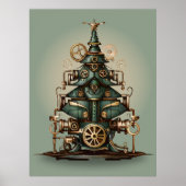 Steampunk Weihnachtsbaum Vintag Retro Style Poster (Vorne)