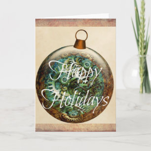 Steampunk-Weihnachtsbaumanhänger Feiertagskarte