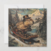 Steampunk Weihnachtsbäver anpassbar Feiertagskarte (Vorderseite)