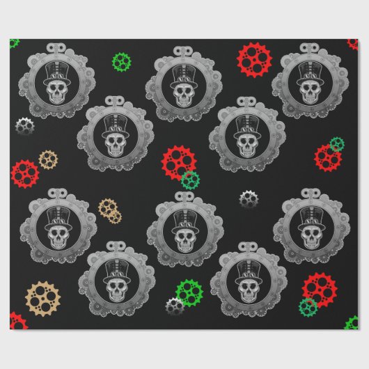 Steampunk Weihnachtsgeschenk Wrap Geschenkpapier (Flach)