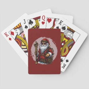 Steampunk Weihnachtsmann im Vintage-Retro-Stil Spielkarten