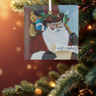 Steampunk-Weihnachtsmann viktorianische Weihnachts Ornament Aus Glas