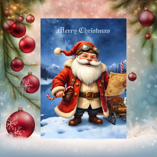 Steampunk Weihnachtsmann – Vintage-Weihnachtsabent Feiertagskarte
