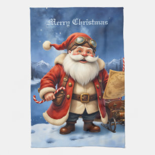 Steampunk Weihnachtsmann – Vintage Weihnachtsabent Geschirrtuch