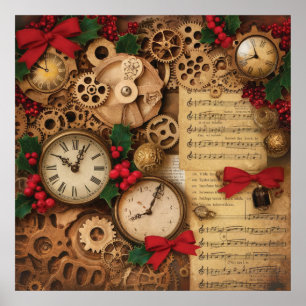Steampunk-Weihnachtsposter Poster