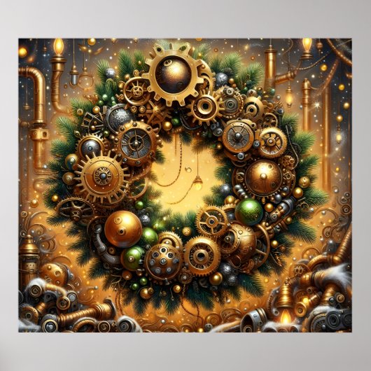 Steampunk-Weihnachtsposter Poster (Vorne)