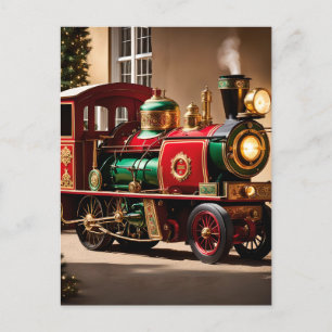 Steampunk-Weihnachtszug-Postkarte Postkarte