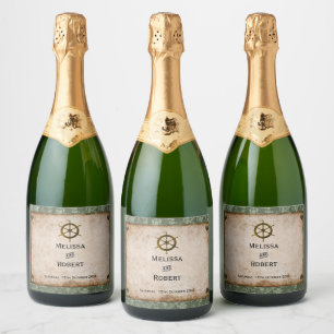 Steampunk-Weingut Hochzeitsfeier im Vintage-Stil Schaumweinetikett