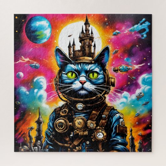 Steampunk Weltraumkatze II Puzzle (Vertikal)