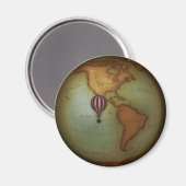 Steampunk Western Hemisphere Map Hot Air Balloon Magnet (Vorderseite/Rückseite)