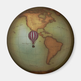Steampunk Western Hemisphere Map Hot Air Balloon Magnet