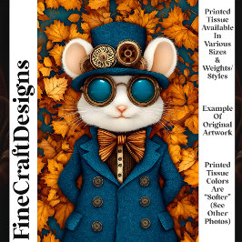 Steampunk Whimsy Niedlich White Mouse T3 Decoupage Seidenpapier