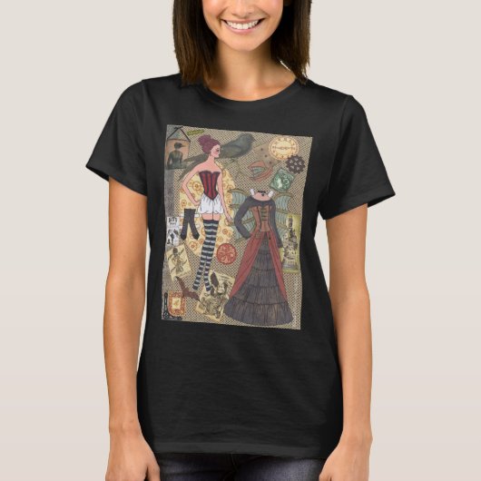 Steampunk Whimsy Papierpuppen-Kunst-T - Shirt (Vorderseite)