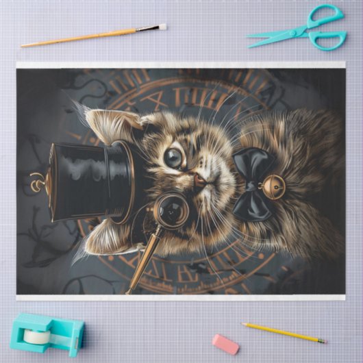 Steampunk Whiskers Kitten Decoupage Seidenpapier (Basteln)