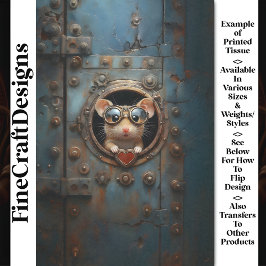 Steampunk White Mouse & Red Heart BQ1 Decoupage Seidenpapier