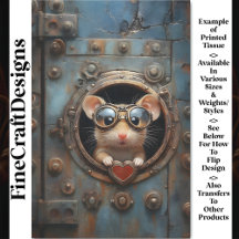 Steampunk White Mouse & Red Heart BQ2 Decoupage