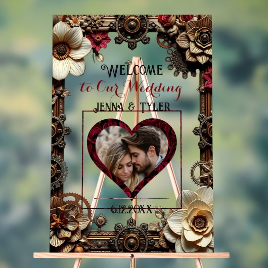 Steampunk Willkommen bei unserer Hochzeit Personal Acrylschild (Neutral)