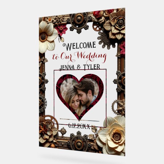 Steampunk Willkommen bei unserer Hochzeit Personal Acrylschild (Winkel)