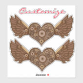 Steampunk Winged Heart mit Gears Thunder_Cove Aufkleber (Blatt)