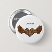 Steampunk Winged Heart mit Gears Thunder_Cove Button (Vorne & Hinten)