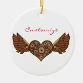 Steampunk Winged Heart mit Gears Thunder_Cove Keramik Ornament (Vorne)