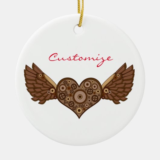 Steampunk Winged Heart mit Gears Thunder_Cove Keramik Ornament (Vorne)
