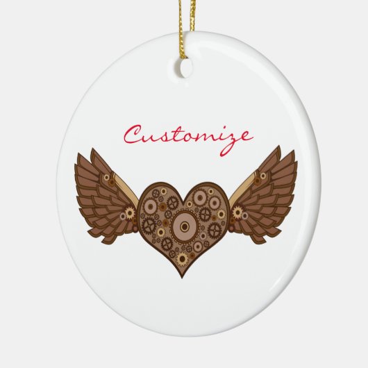 Steampunk Winged Heart mit Gears Thunder_Cove Keramik Ornament (Links)