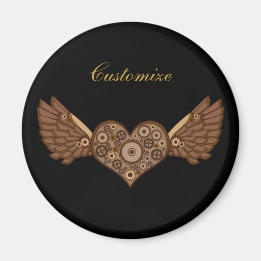 Steampunk Winged Heart mit Gears Thunder_Cove Magnet (Vorne)