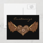 Steampunk Winged Heart mit Gears Thunder_Cove Postkarte (Vorne/Hinten)