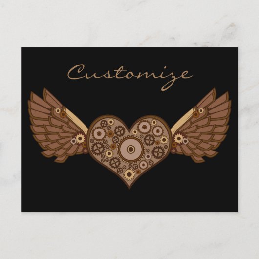 Steampunk Winged Heart mit Gears Thunder_Cove Postkarte (Vorderseite)